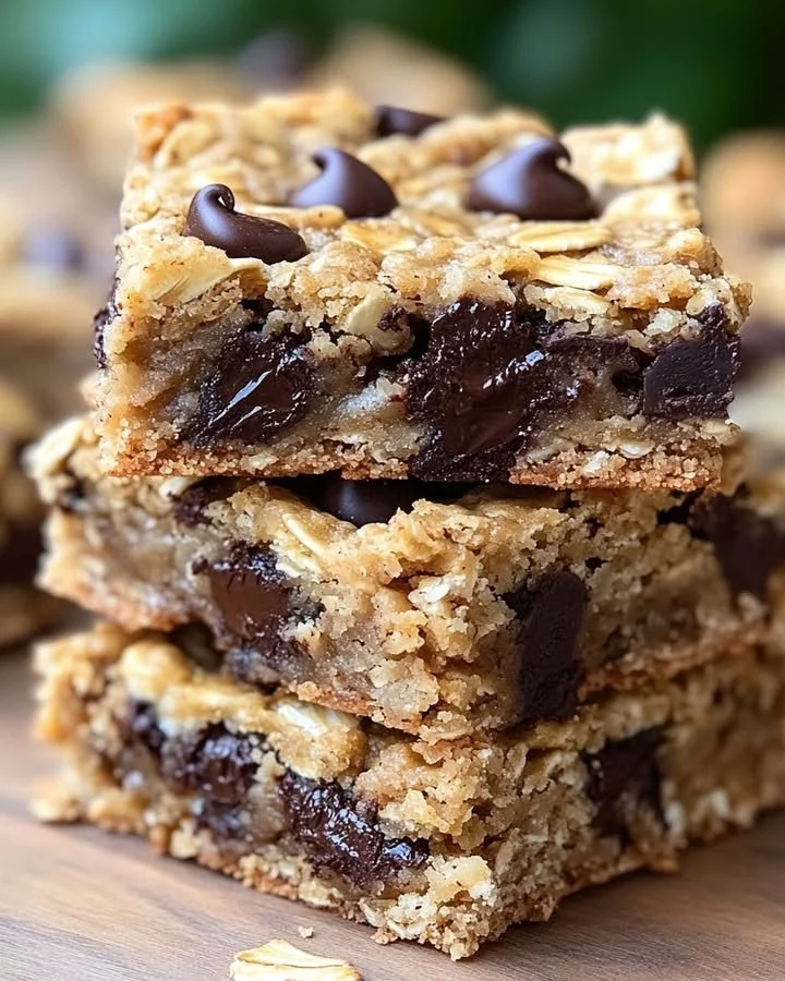 Delicious 5-ingredient oatmeal chocolate chip bars fresh out of the oven