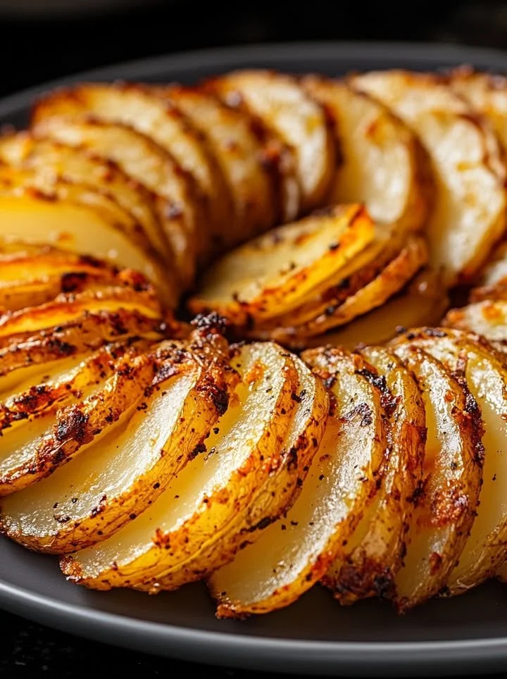 Delicious air fryer sliced potatoes served in a bowl
