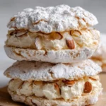 Delicious Almond Dacquoise Sandwiches made with almond meringue and creamy filling.