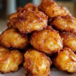 Amish onion fritters served on a plate.