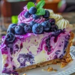 Delicious Blueberry Lemon Swirl Cheesecake with berry topping