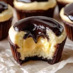 Delicious Boston Cream Cupcakes topped with chocolate glaze and cream filling