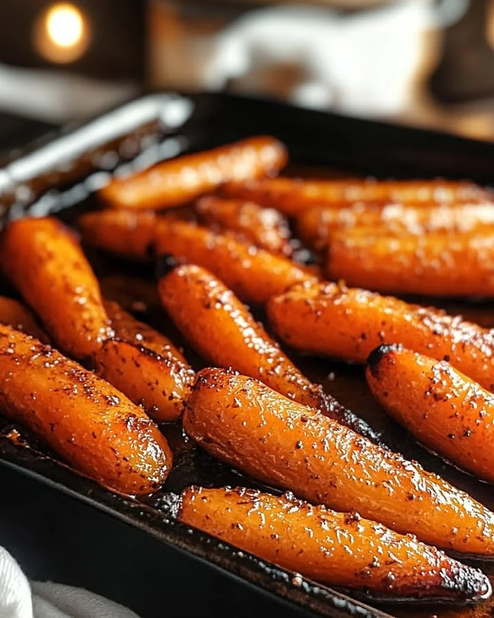 Delicious brown sugar roasted carrots garnished and ready to serve