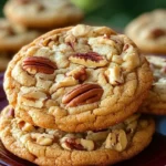Delicious butter pecan cookies with pecans on a plate