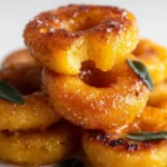 Butternut gnocchi donuts topped with brown butter sage sugar.