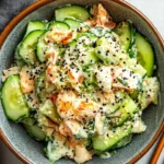 Delicious California Roll Cucumber Salad with fresh vegetables and sushi ingredients
