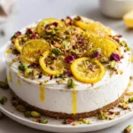 Candied lemon served with whipped feta and pistachio-chili crumble