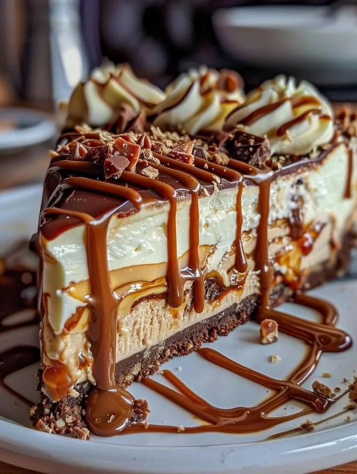 Delicious Caramel Chocolate Coffee Cheesecake with a rich, creamy texture
