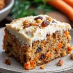 Carrot Raisin Oatmeal Yogurt Cake on a decorative plate