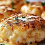 Delicious Cheddar Bay Crab Cakes with Lemon Butter Drizzle served on a plate