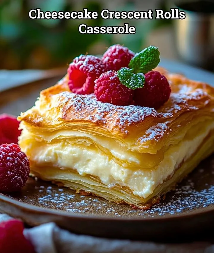 Cheesecake Crescent Rolls Casserole baked and ready to serve