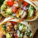 Delicious Chicken Avocado Ranch Burritos with creamy ranch dressing