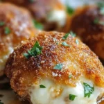 Chicken Parmesan stuffed with cream cheese, a delicious fusion dish