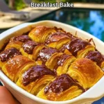 Delicious chocolate croissant breakfast bake served warm