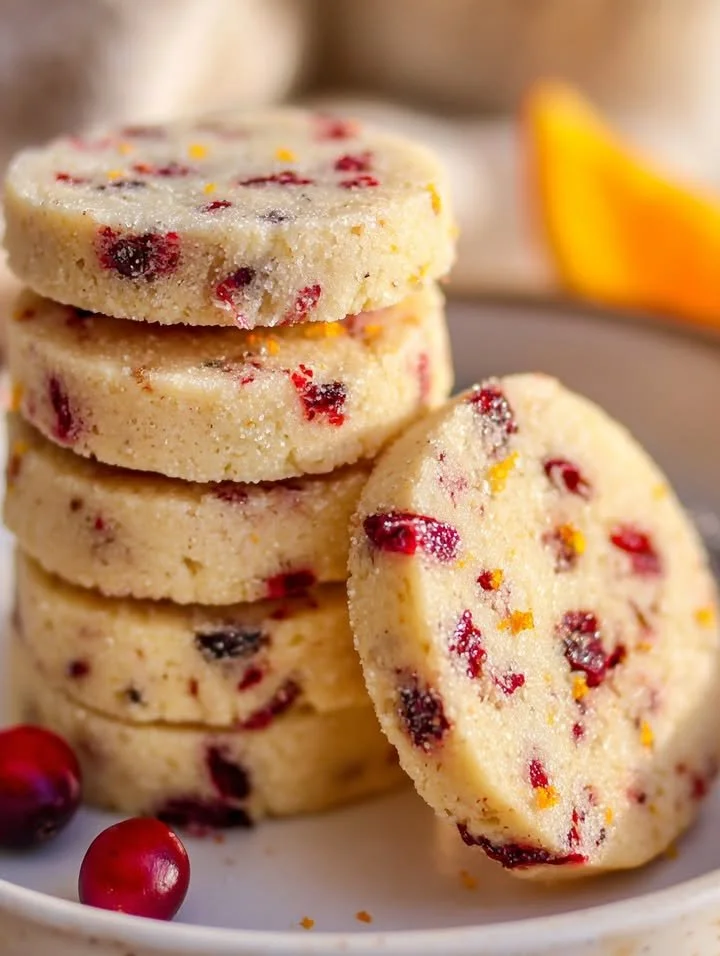 Citrus-Kissed Shortbread Coins on a plate, perfect buttery treats.