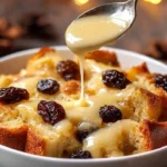 Delicious classic New Orleans bread pudding served with sauce