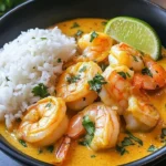 Delicious Coconut Curry Shrimp served in a bowl with fresh herbs.
