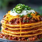 Delicious cornbread pancakes served with hearty breakfast chili.