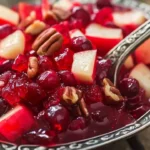 Delicious Cranberry Apple Jello Salad served in a festive bowl