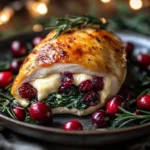 Cranberry and spinach stuffed chicken breasts with brie cheese