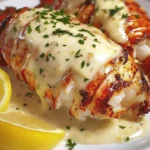 Delicious creamy garlic butter lobster tails served on a plate