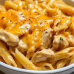 Creamy Honey BBQ Chicken with Cheddar Pasta served in a bowl
