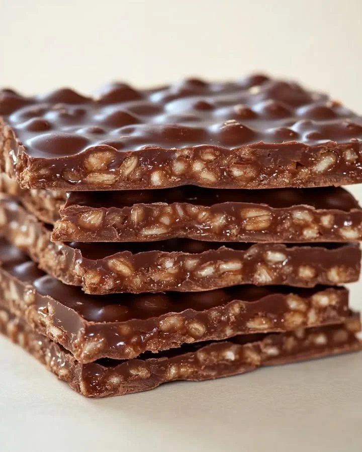 Delicious crispy chocolate crunch bars with a rich chocolate coating and crunchy texture.