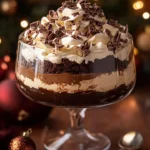 Decadent chocolate tiramisu trifle with layers of cocoa and creamy mascarpone