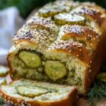 Delicious homemade Dill Pickle Bread Delight with pickles and herbs.