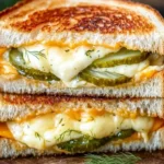 Dill Pickle Grilled Cheese sandwich with melty cheese and pickles