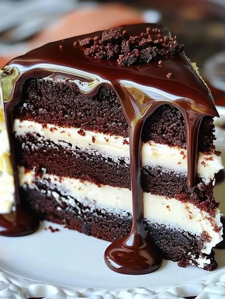 Delicious Ding Dong Cake with layers of chocolate and cream filling