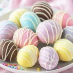 Easter Egg Oreo Cookie Balls on a colorful platter