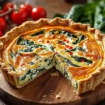 Elegant Ricotta and Spinach Quiche served on a rustic table