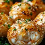 Delicious crab bombs ready to be served on a plate with fresh garnish.
