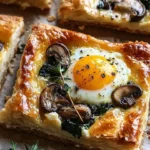 Feta & Mushroom Brunch Squares served on a plate