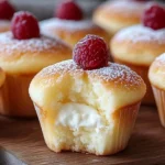 Fluffy Japanese Cotton Cheesecake Cupcakes topped with whipped cream