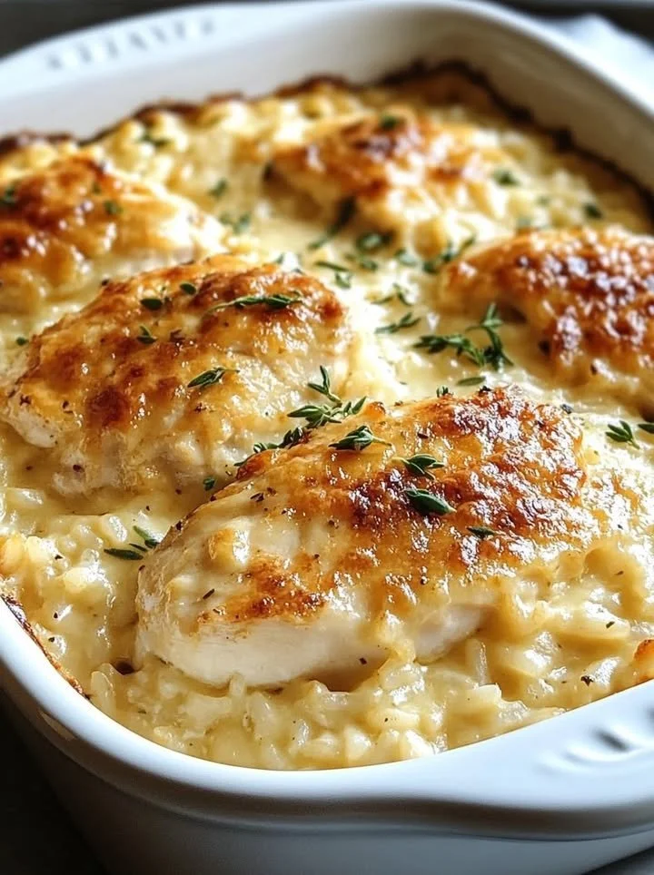 Delicious forgotten chicken dish served with herbs and spices.