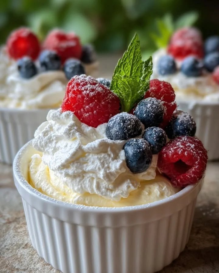 Frozen Limoncello Ricotta Cream cups served in elegant dishes.