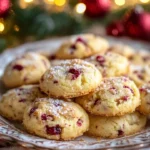 Golden Beet & Cranberry Shortbread Cookies on a decorative plate