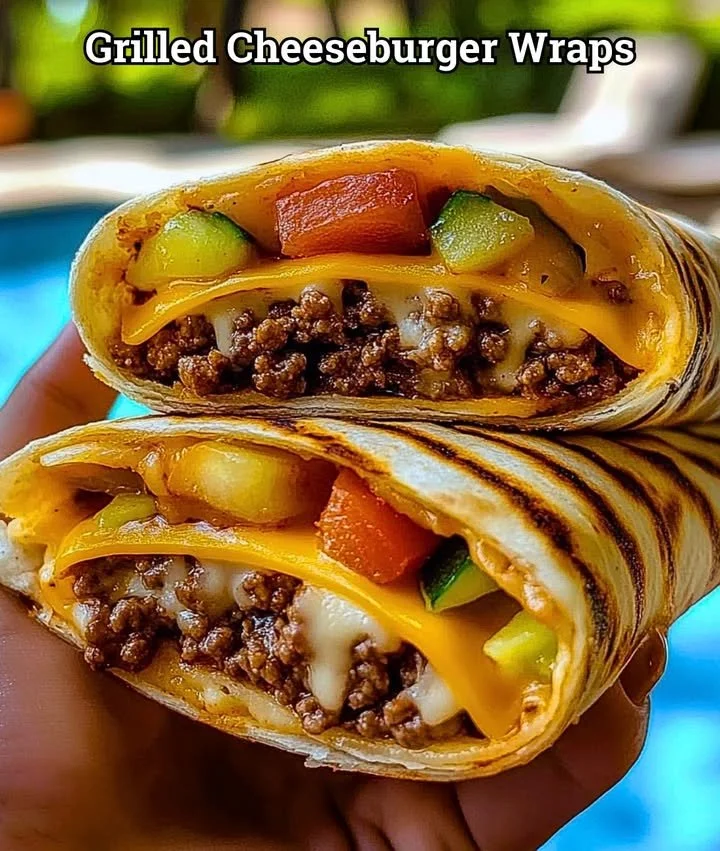 Delicious grilled cheeseburger wraps served on a plate