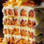 Slice of Hawaiian Carrot Pineapple Cake with tropical flavors
