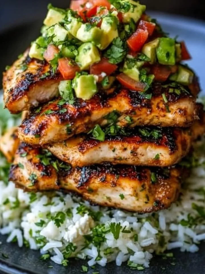 Honey Lime Chicken served with Avocado Rice Stack for a delicious meal