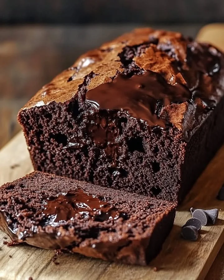 Decadent hot fudge brownie bread with rich chocolate flavor and gooey texture