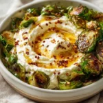 Delicious hot honey whipped feta served with crispy Brussels chips