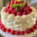 Irresistible summer Peach Raspberry Cake with fresh fruit topping