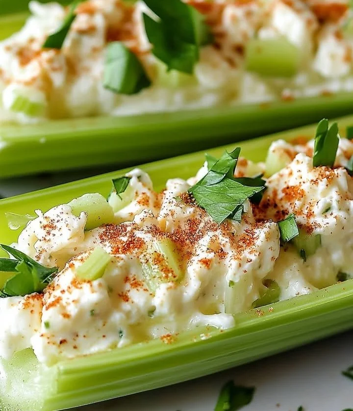 Italian cream cheese stuffed celery appetizer on a plate