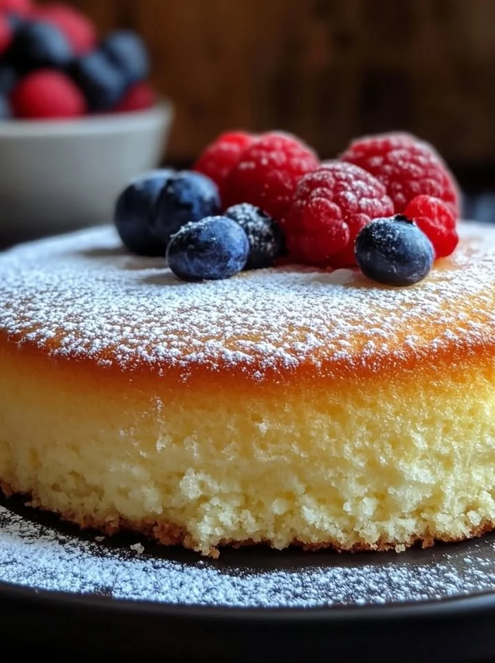 Delicious Limoncello Ricotta Cake topped with lemon zest and fresh cream