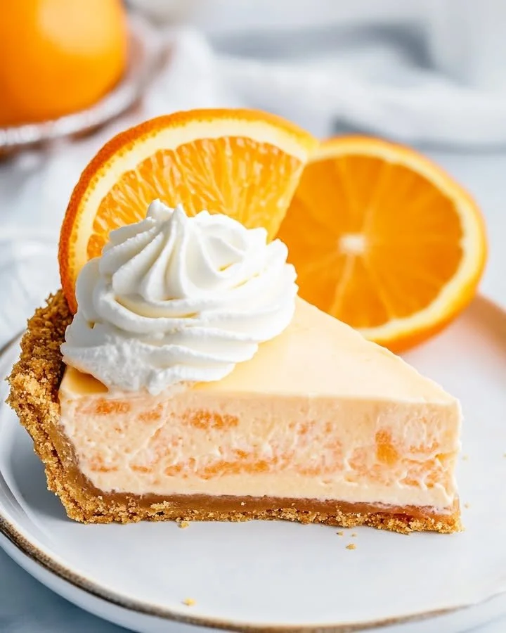 Delicious Jello Creamsicle Pie with creamy orange layers and whipped topping