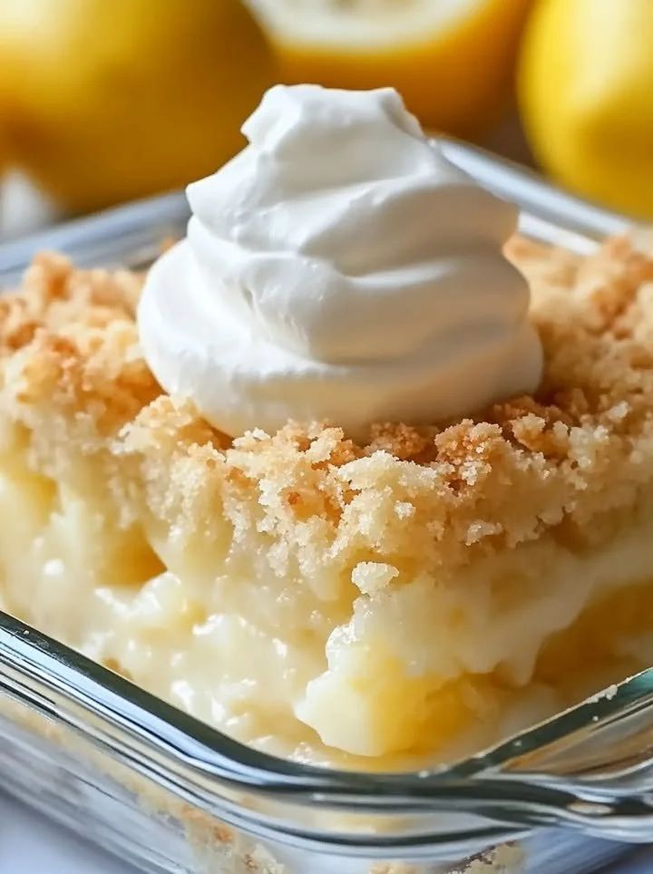 Delicious Lemon Cream Cheese Dump Cake topped with creamy frosting and lemon zest