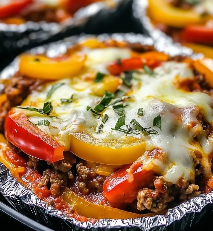 Delicious low carb crustless pizza bowl filled with fresh ingredients